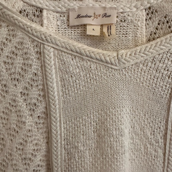 Anthropologie Meadow Rue Whispering Winds Cream Hooded Lightweight Sweater Top L - Picture 8 of 8